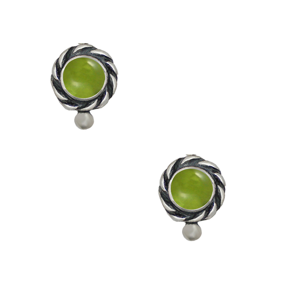 Sterling Silver Petite Peridot Post Stud Earrings